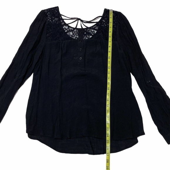 MINE Black Lace Strappy Long Sleeve Blouse - Picture 7 of 9